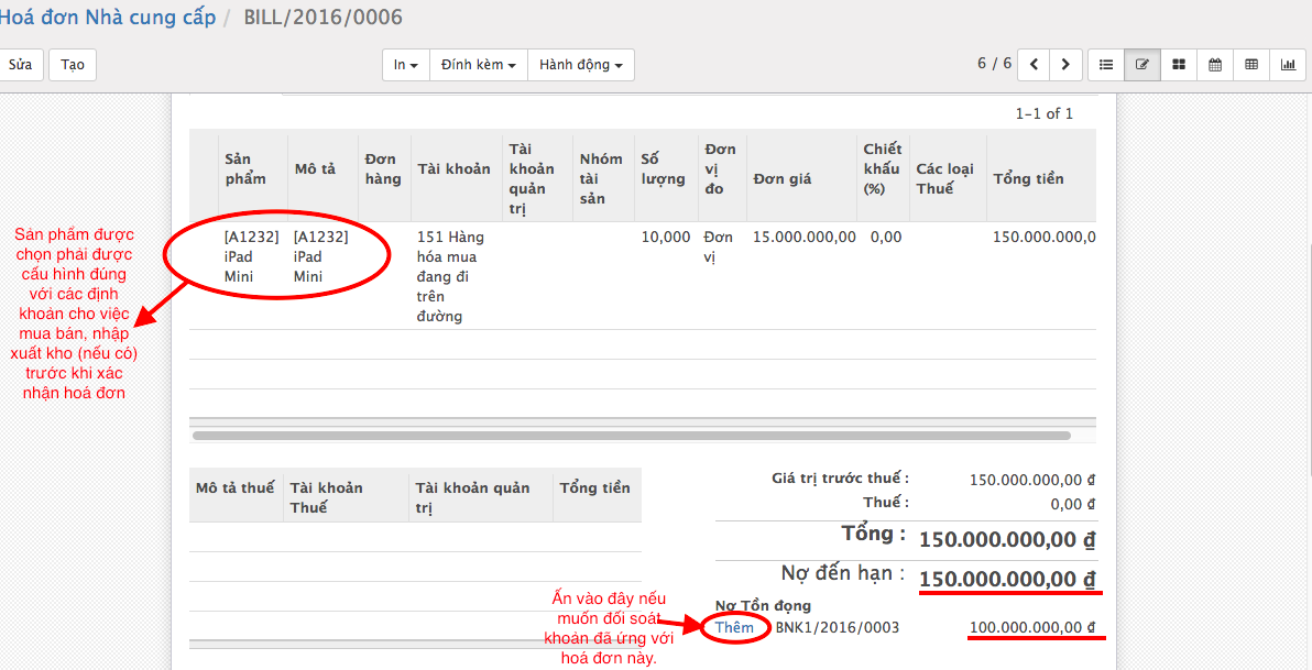 Thao tác tạm ứng trên Odoo 9 ERP