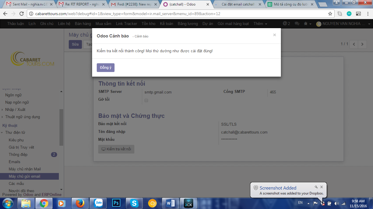 Cài đặt email catchall odoo 10