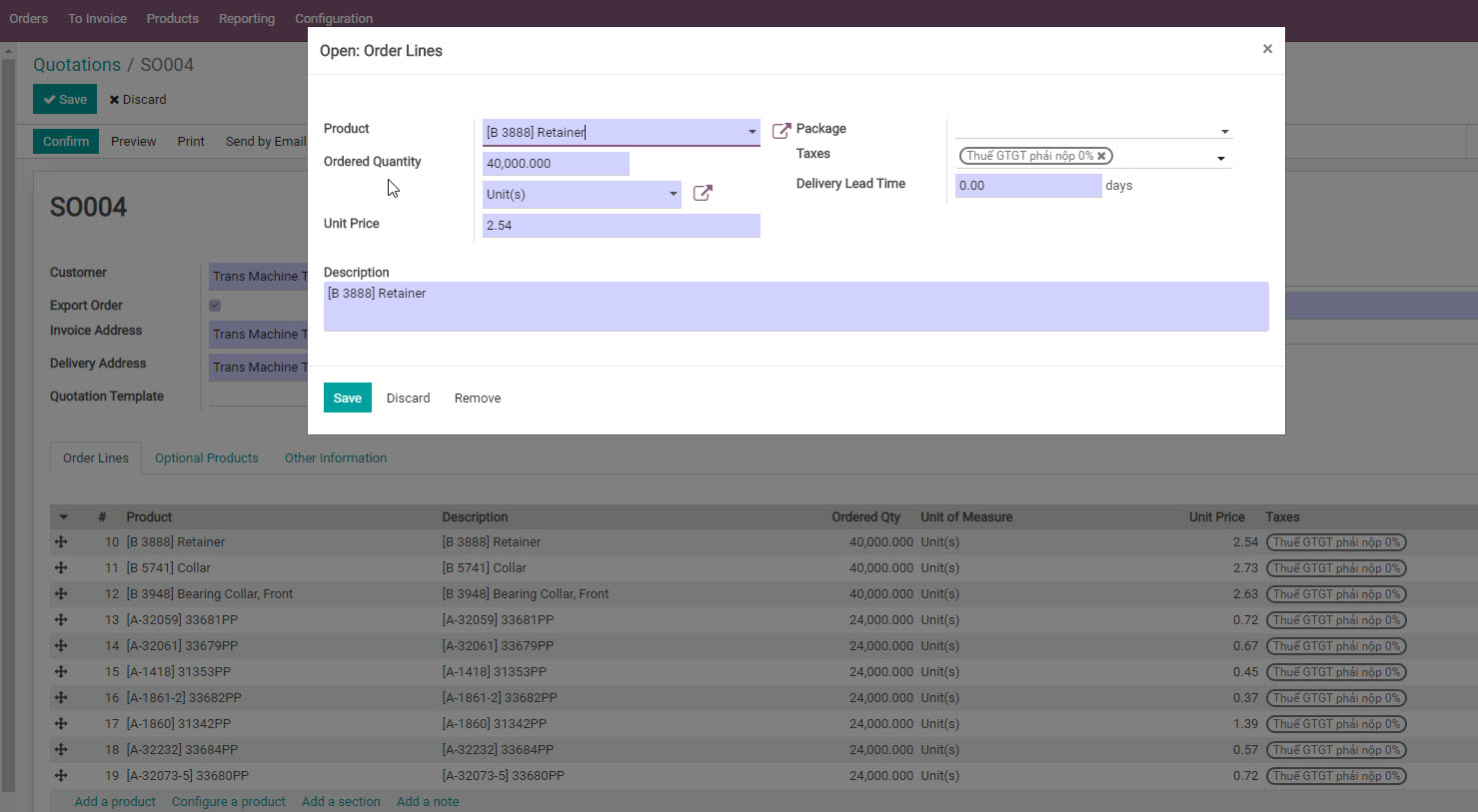  Sales/Purchases Lines Numbering trong ERP