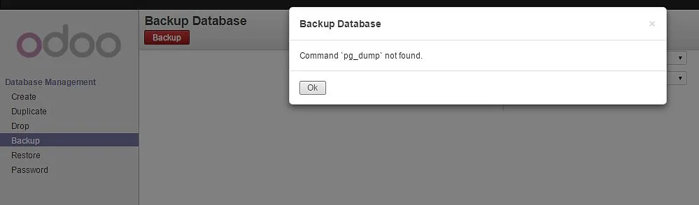 Command `pg_dump` not found