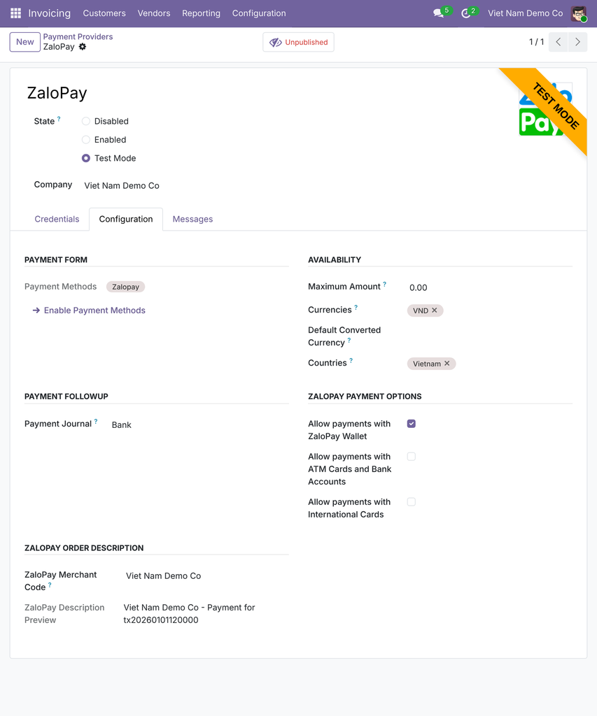 ZaloPay Payment Provider