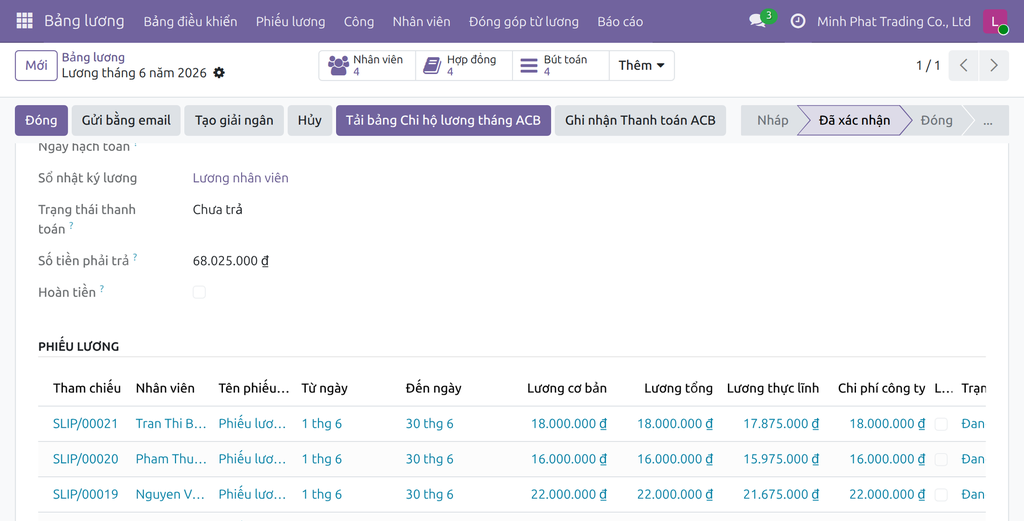 Payroll Payment ACB bank Templates