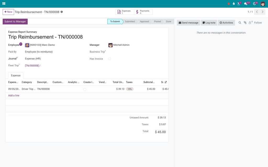 Fleet Planning - Driver Expense Reimbursement