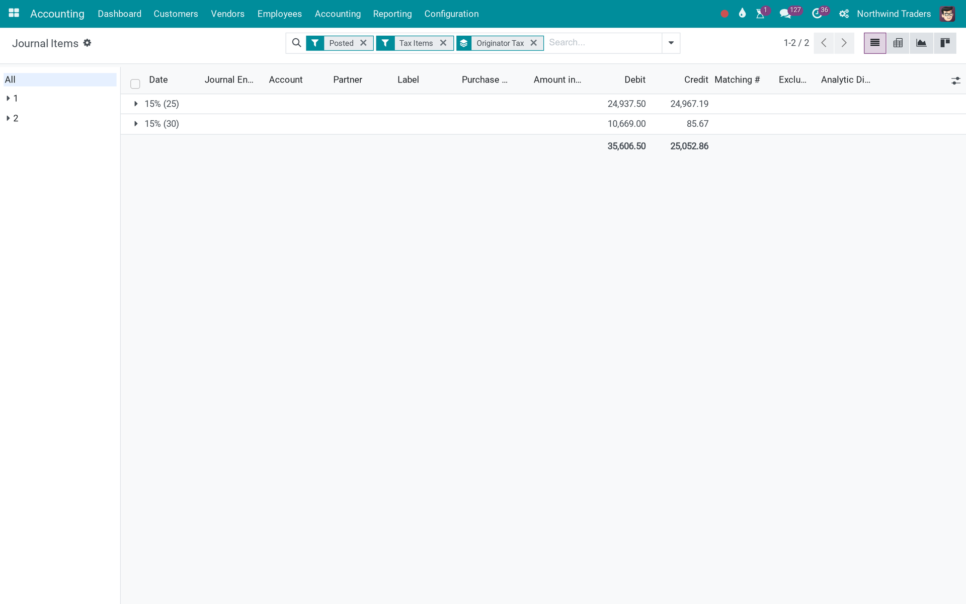 Account - Allow updating tax grids - Without Counterpart Update
