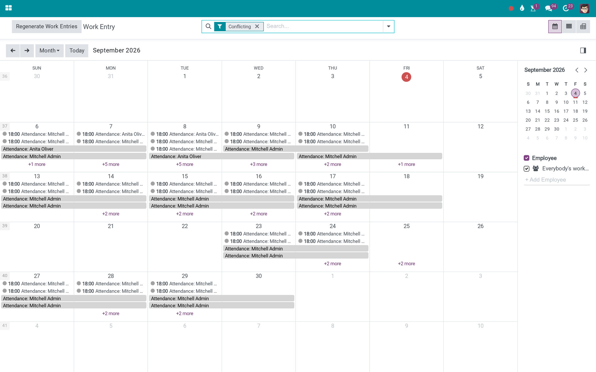 Work Entry - Attendance & Holiday