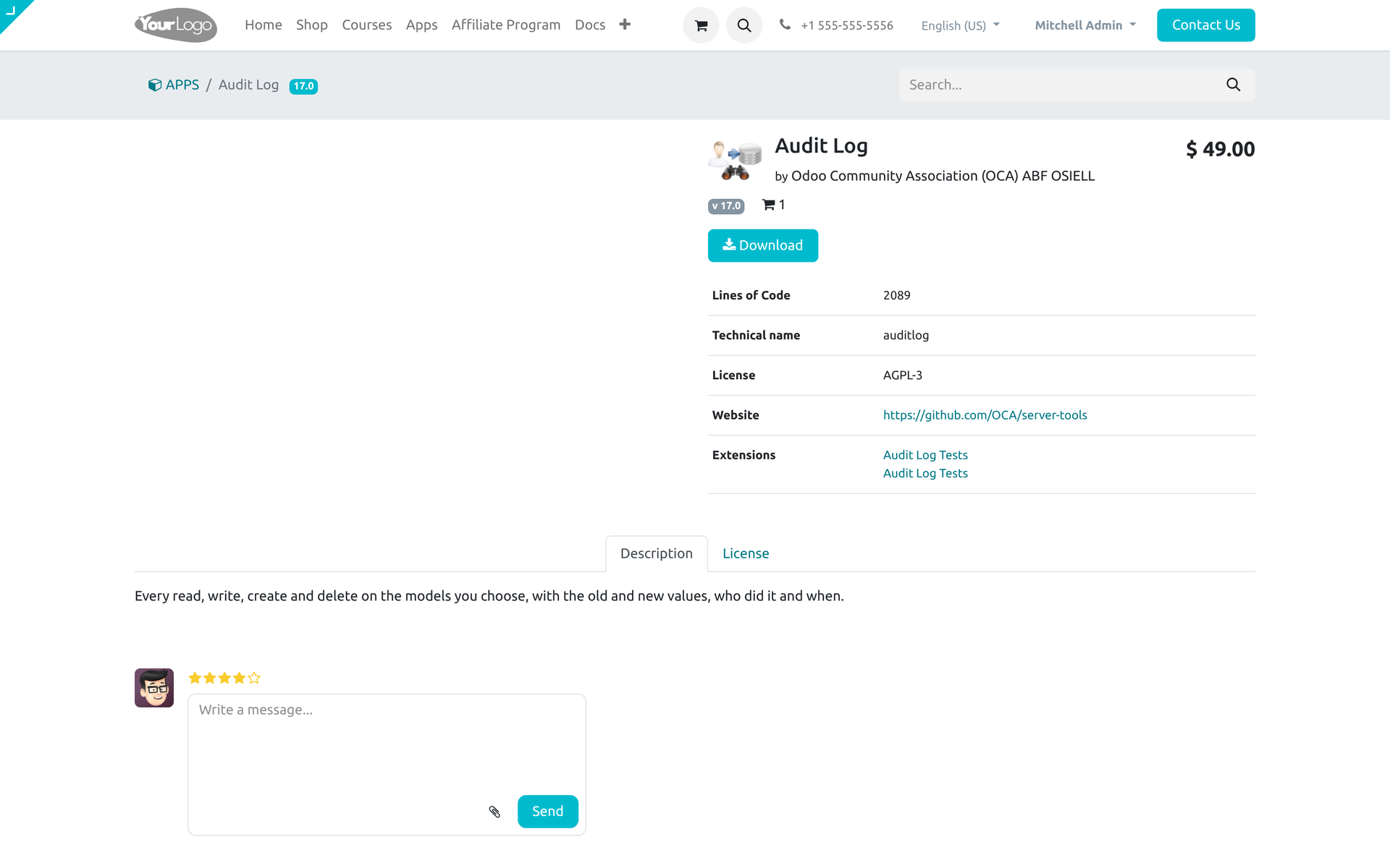 Module Apps Store Lines of Code