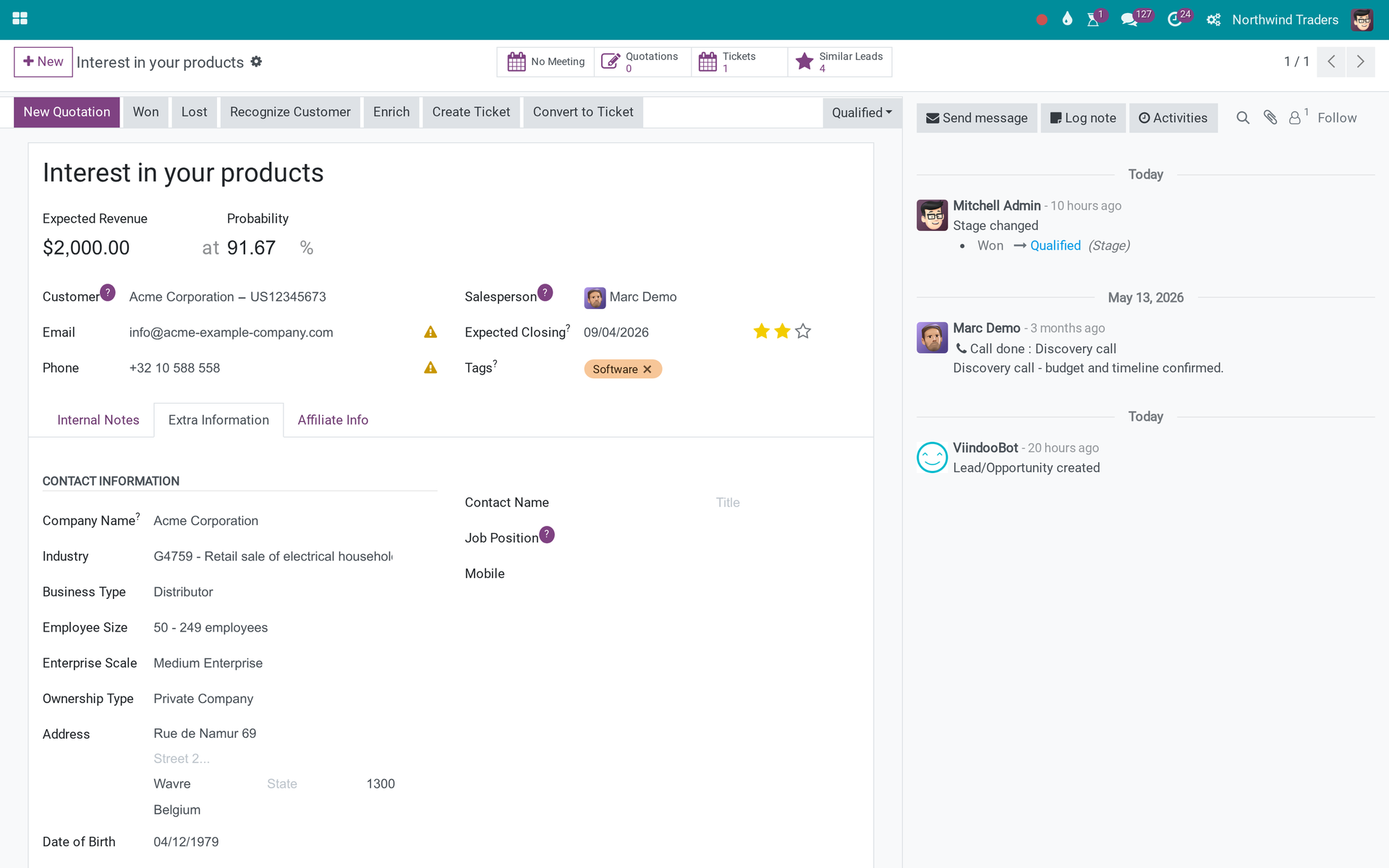 CRM - Hồ sơ doanh nghiệp khách hàng - Bản vá 1