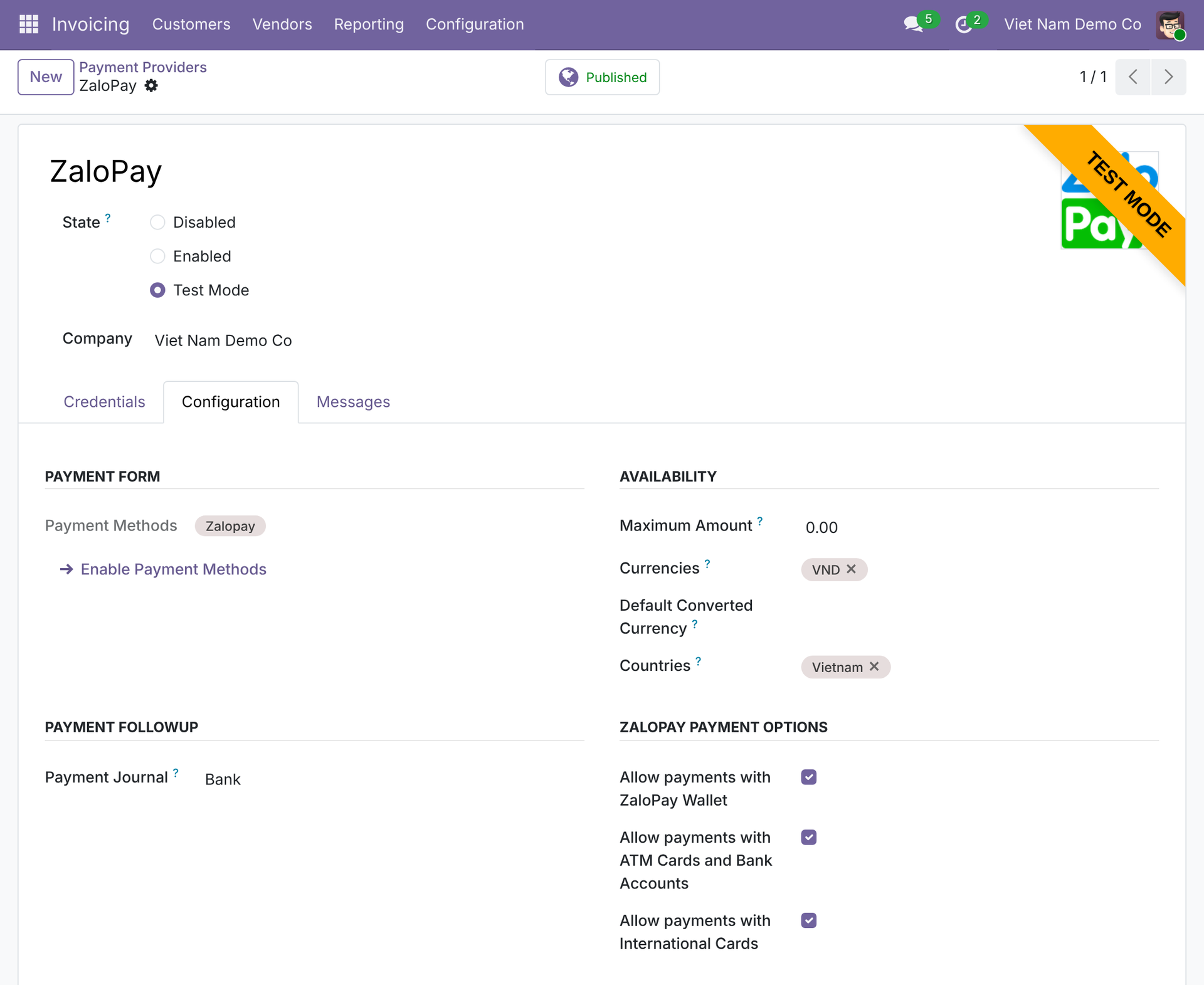 ZaloPay Payment Provider