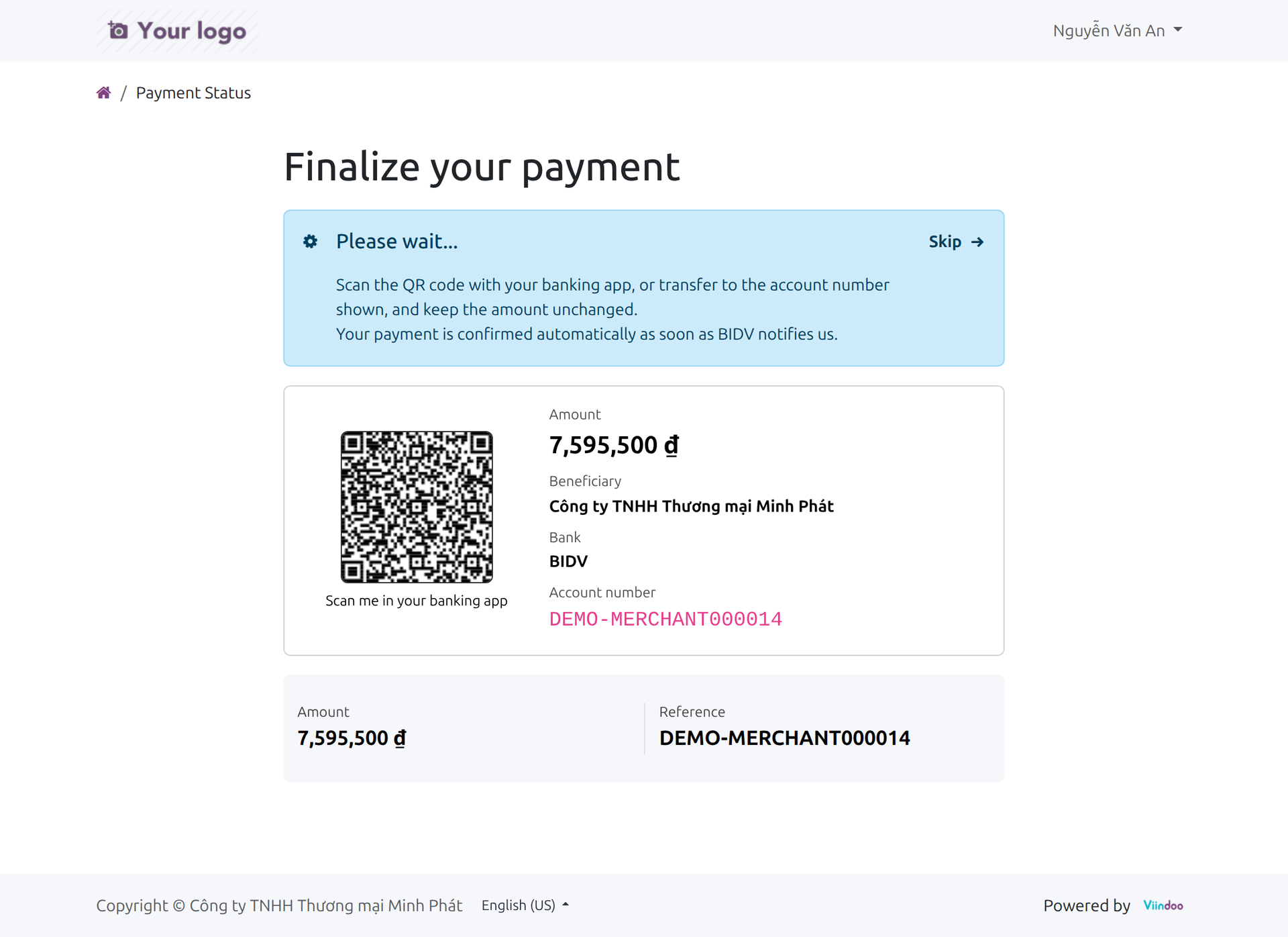 BIDV Automatic QR Payment