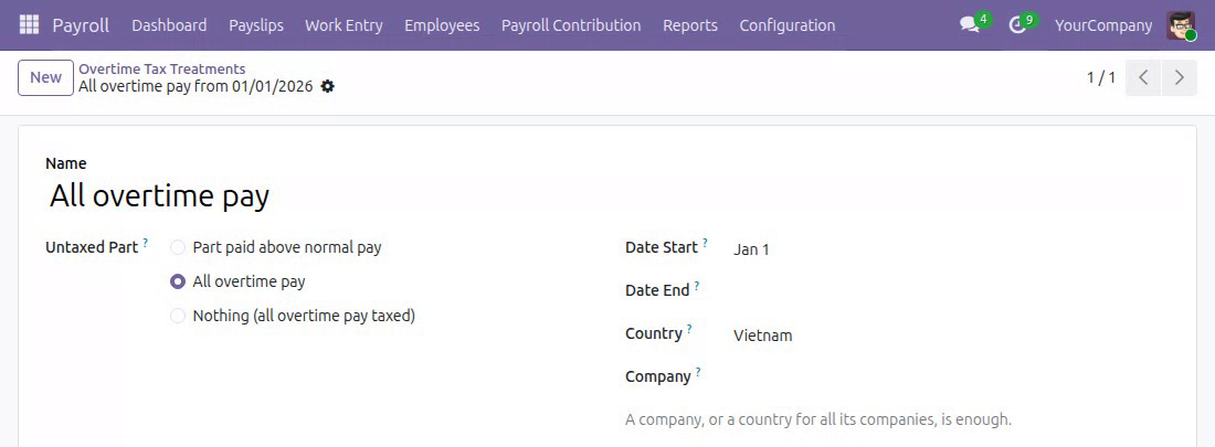 Vietnam - Overtime Payroll Localization