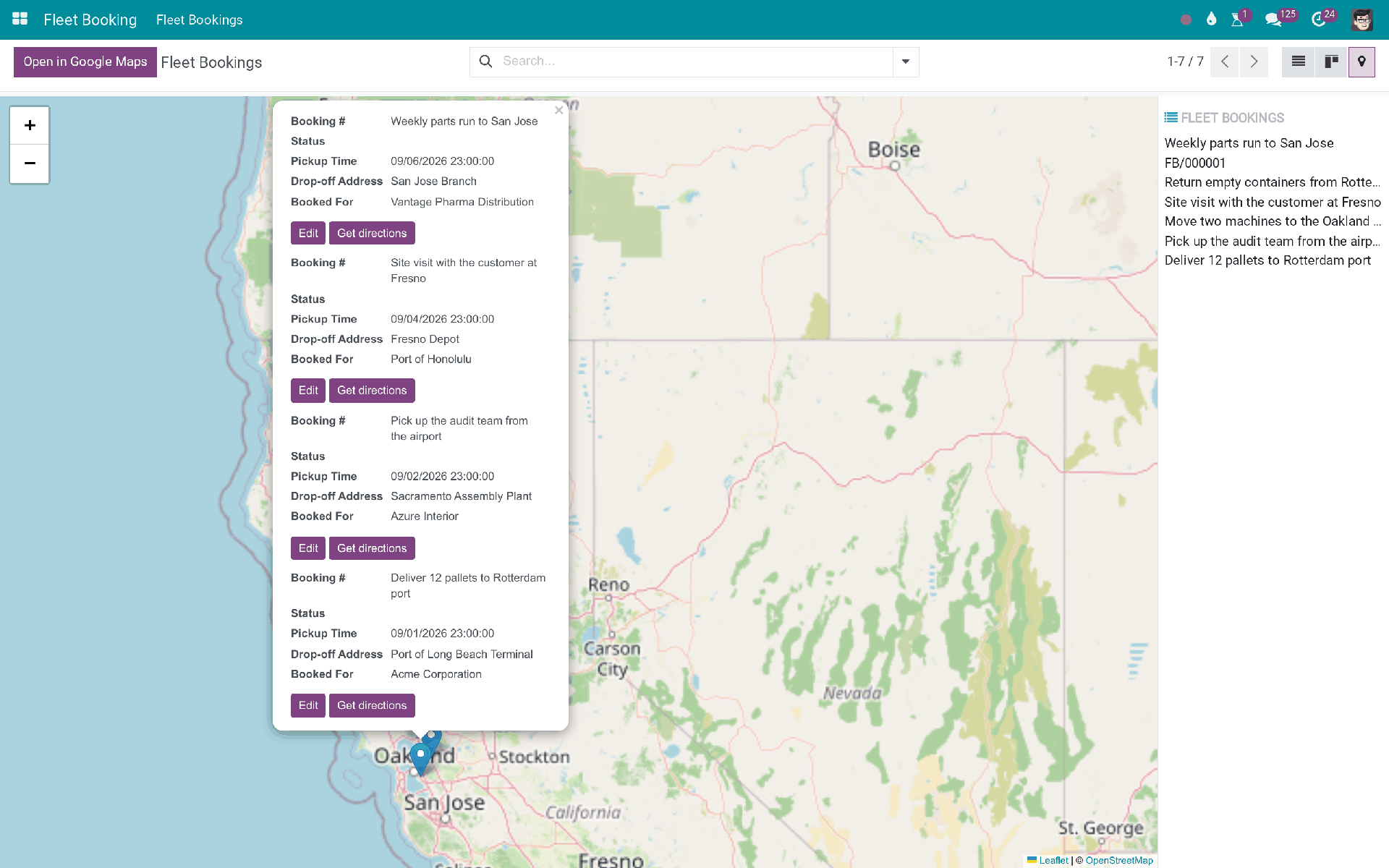 Viin Fleet Booking Map