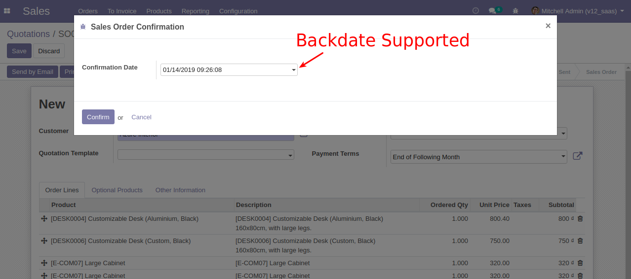 Sales Confirmation Backdate